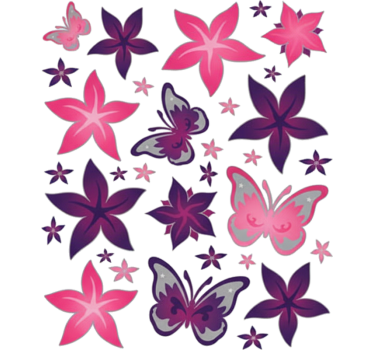 Bike sticker with pink floral butterfly graphics - TenStickers