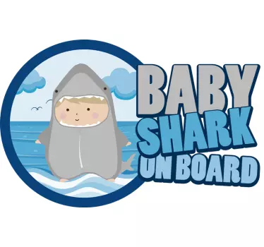 Cute bay shark baby on board sticker - TenStickers