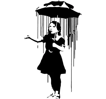 Banksy girl with umbrella wall art sticker - TenStickers