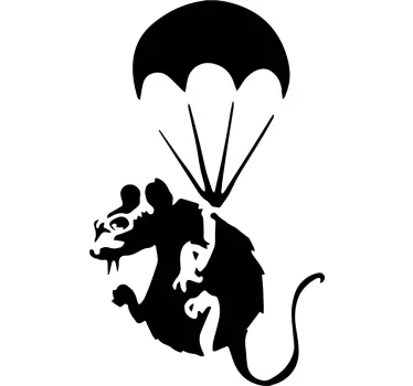 Parachuting rat illustration wild animal sticker - TenStickers
