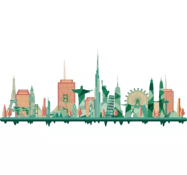 World Landmarks Wall Sticker - TenStickers