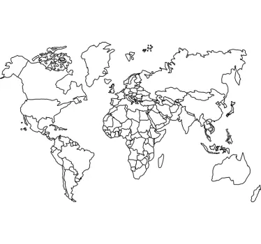 Outline world map wall sticker - TenStickers