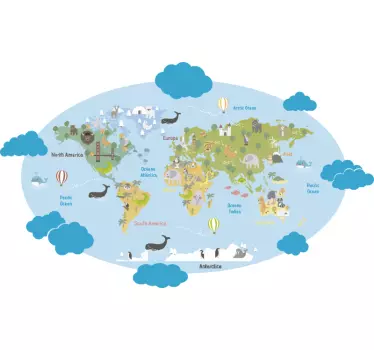Kids world map wall sticker - TenStickers