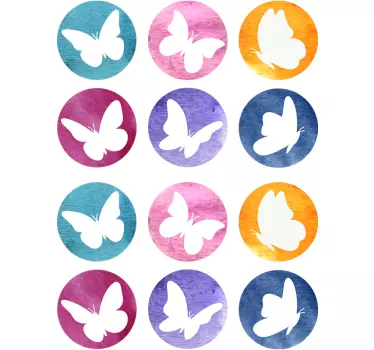 Butterfly wall decal colorful butterfly circles - TenStickers