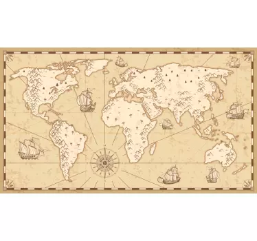 Retro Global Map world map wall sticker - TenStickers