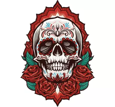 Skull with Roses laptop sticker - TenStickers