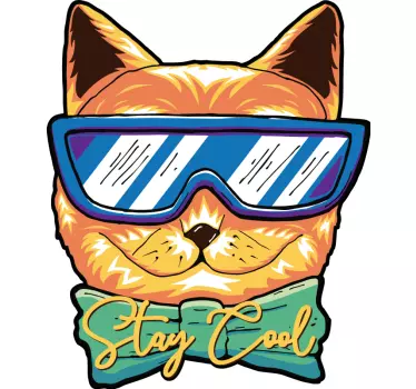 Cool Cat Graphic laptop sticker - TenStickers
