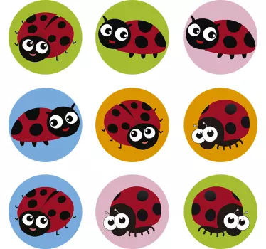 Happy Ladybug Collection car sticker - TenStickers