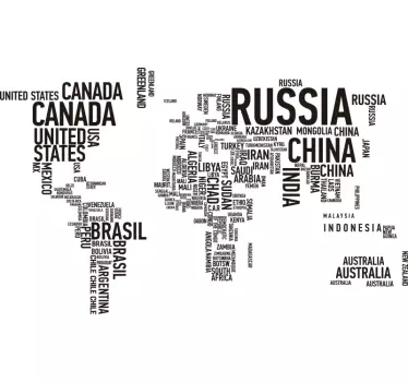 Text world map wall sticker - TenStickers