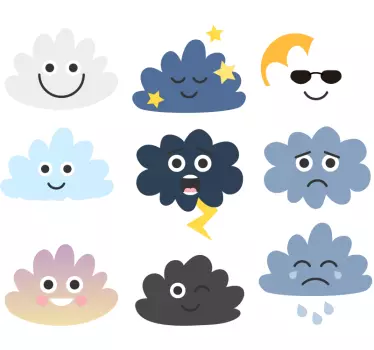 Clouds with faces kids wall art - TenStickers