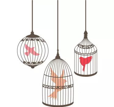 Birds in cage bird sticker - TenStickers