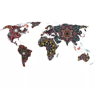 Mandala  world map sticker - TenStickers
