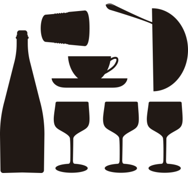 Bottles and glasses window decal - TenStickers