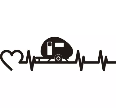Heartbeat design caravan sticker - TenStickers