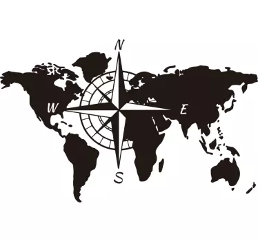 World map and compass caravan decal - TenStickers