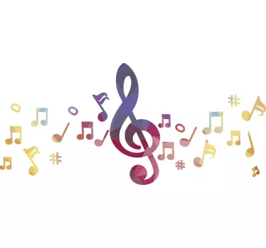 Colorful Pentagram musical decal - TenStickers