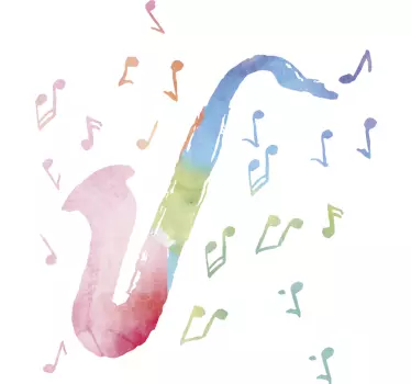 Multicolour saxophone jazz and blue decal - TenStickers