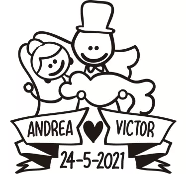 Drawings boyfriends with name wedding vinyl decal - TenStickers