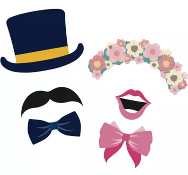 Hat and tiara for wedding car door sticker - TenStickers