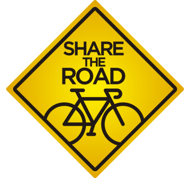 Cyclist caution share the road Car Decal - TenStickers