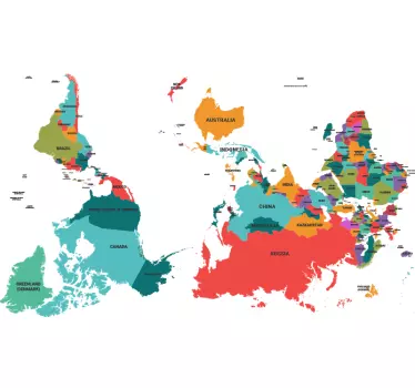 Upside down world map sticker - TenStickers