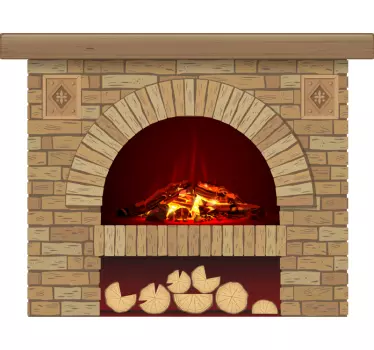 Brick fireplace visual effects wall decal - TenStickers