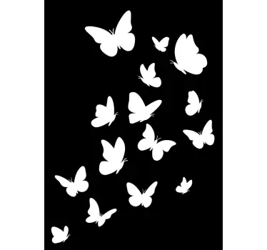 Multiple flying butterflies window sticker - TenStickers