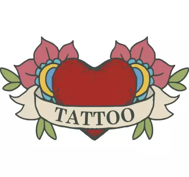 Heart With Floral Elements shop window sticker - TenStickers