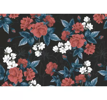 Red floral pattern flower laptop decor - TenStickers
