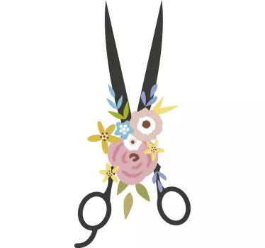 Scissors and flowers wall decor - TenStickers