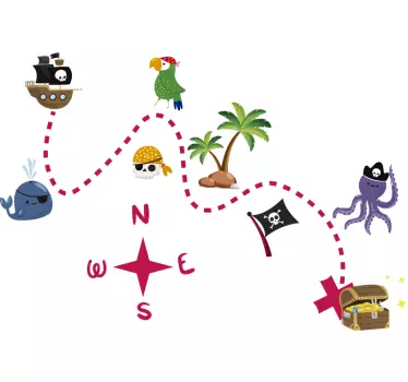 Treasure map wall sticker - TenStickers
