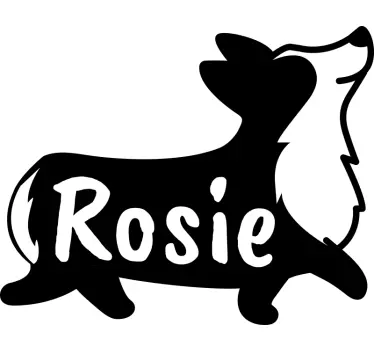 Personalised name corgi silhouette pet wall sticker - TenStickers