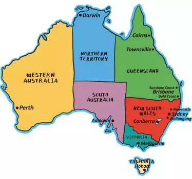 Australian  world map sticker - TenStickers