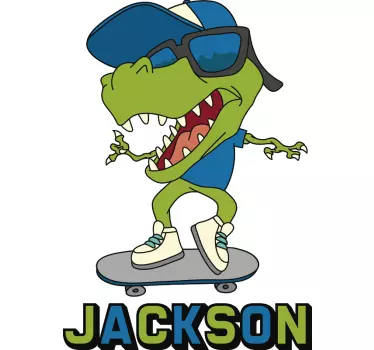 Dino skate with name wall decor - TenStickers