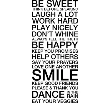 Quote sticker be kind laugh often smile brightly - TenStickers