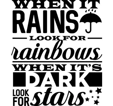 When it rains look for rainbows motivational wall sticker - TenStickers