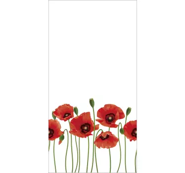 Poppies flower bathroom shower screen sticker - TenStickers