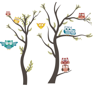 Owls pastel tones wild animal sticker - TenStickers