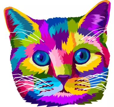 Colorful geometric cat face  laptop sticker - TenStickers