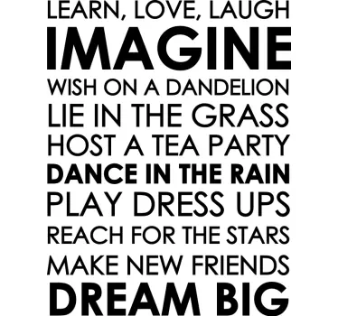 Quote sticker imagine dream big dance rain - TenStickers