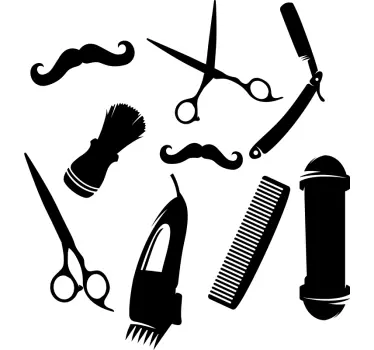Barber icons window decal - TenStickers