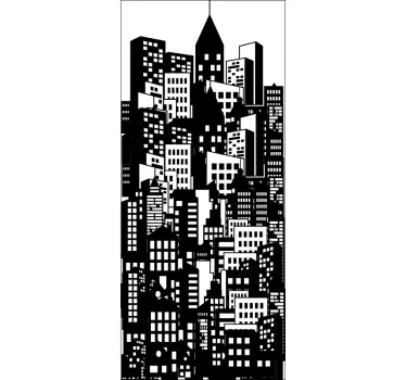 City building skyline window sticker - TenStickers