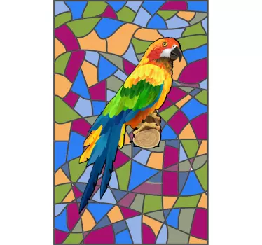 funny parrot stained glass window decal - TenStickers