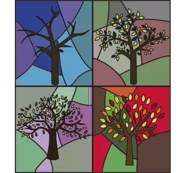 Stained glass seasons window decal - TenStickers