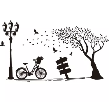 Autumn bike  vintage wall sticker - TenStickers
