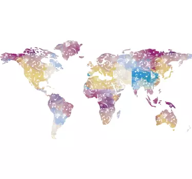 Musical instrument world map world map wall decal - TenStickers