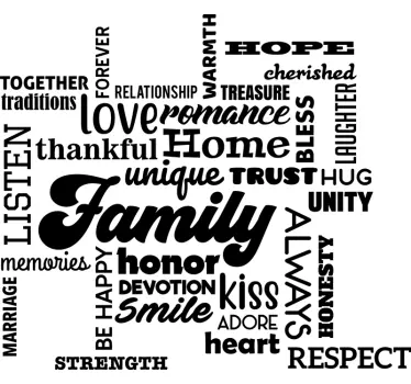 Family words text living room wall sticker - TenStickers