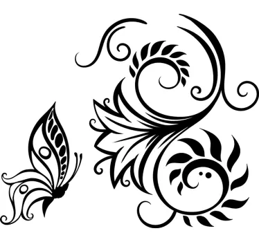 Elegant flower with butterflies butterfly wall sticker - TenStickers