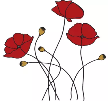 Poppy spring flower flower wall decal - TenStickers