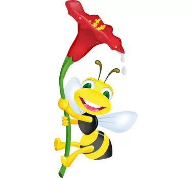 Bumble bee with floral laptop sticker - TenStickers